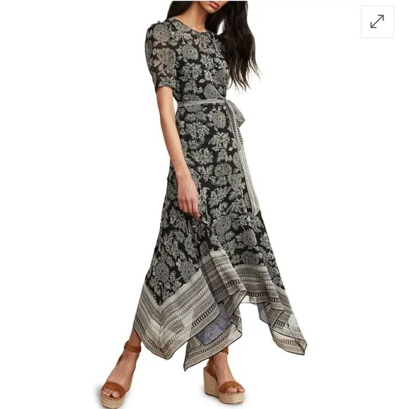 Veronica Beard Smita Batik Floral Maxi Dress (**with solid black belt**). US10 - Picture 2 of 6